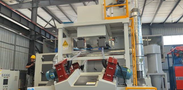 石柱板材除锈强化，通过式抛丸机应用案例