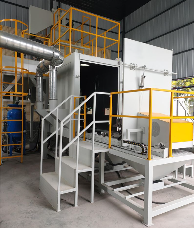 石柱全自动喷砂机 实现无人化高效生产